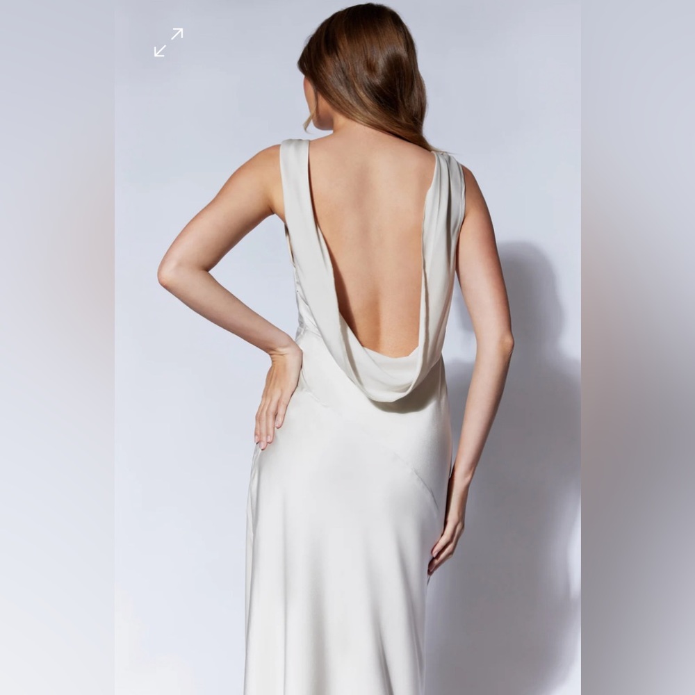 Elegant wedding dress, bias seam, satin fabric, cowl back